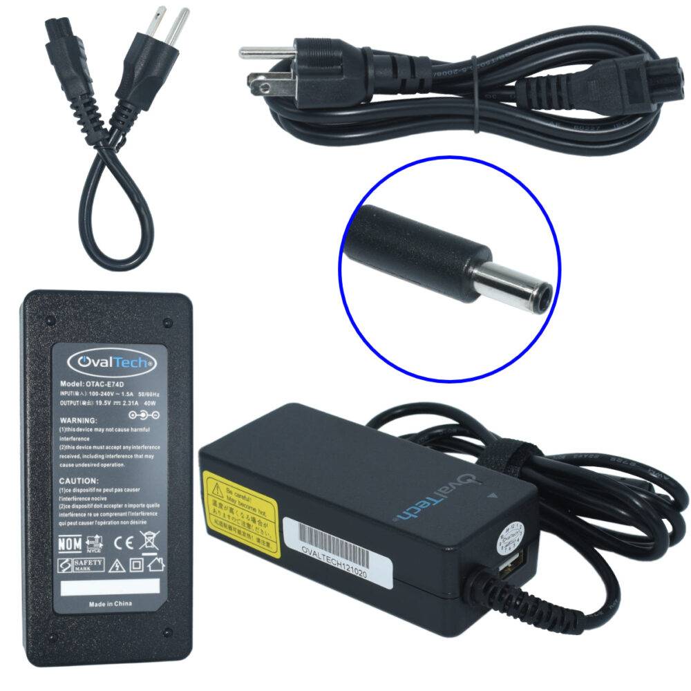 Adaptador de corriente para laptop OVALTECH 19.5V/2.31AH para DELL, Dell XPS 13 9343-4143 Notebook Dell XPS 13 L322X Ultrabook, Dell Ultrabook 